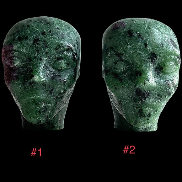 Ruby Zoisite Alien Head Carvings - Picture 7 of 17